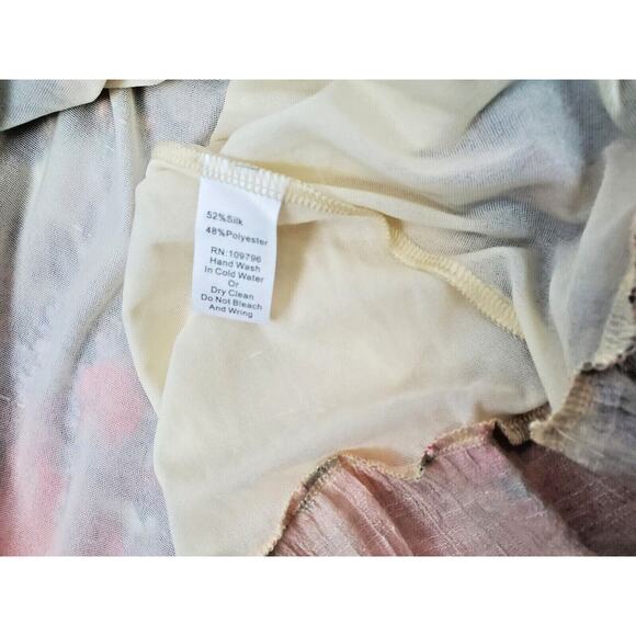 Pretty Angel Gypsy Size S Small Top Floral Lace Fringe Silk Boho Womens Shirt - Picture 8 of 8